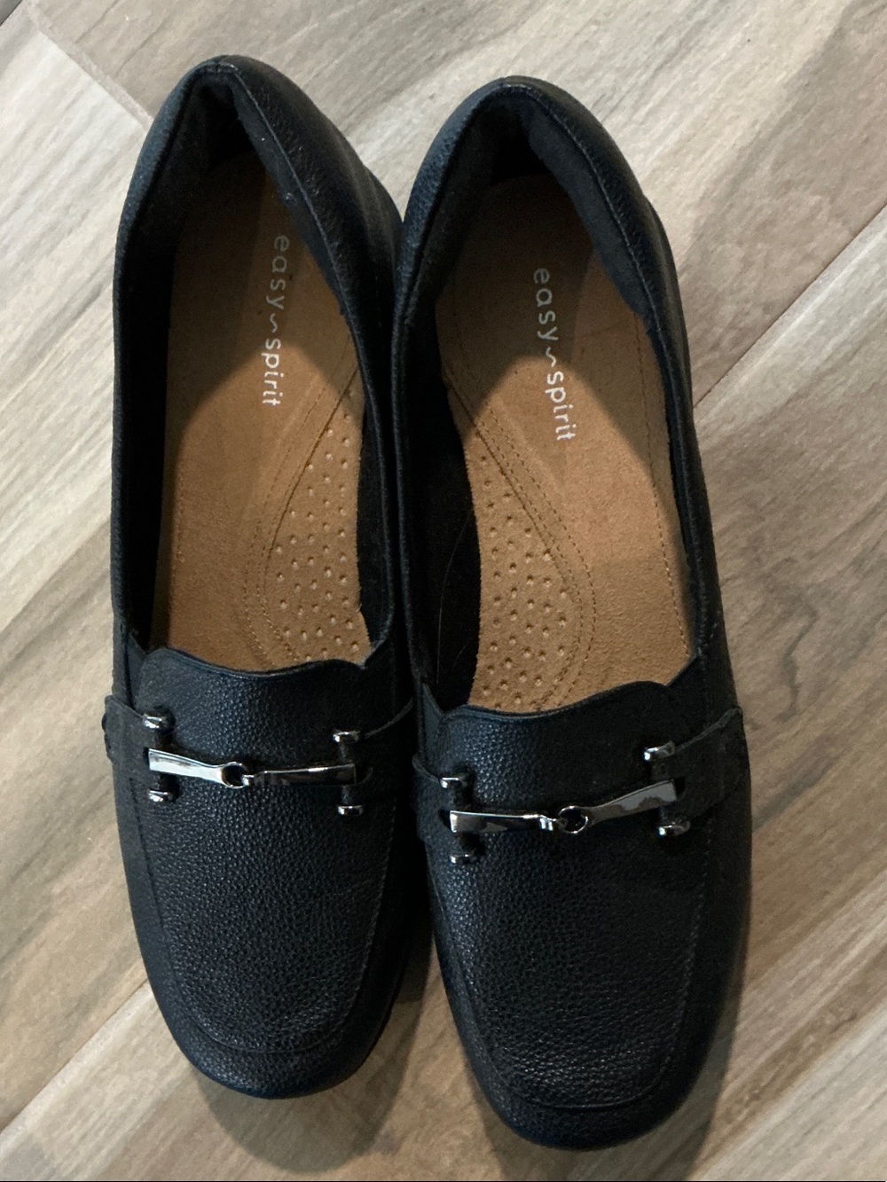 Easy Spirit Black Women's Slip-On Loafers with Metallic Bit